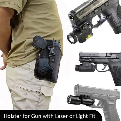 GunAlly Tactical OWB Holster Handgun Belt Holster for Gun with Laser or Light Attachment Fit - Image 4