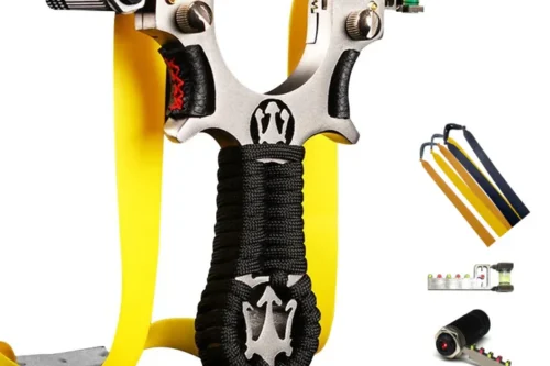Trident Stainless Steel Outdoor Games Recreational Slingshot Catapult Ideal for Trekking & Camping with Best Rubber Bands